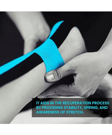 CHOKAS Kinesiology Tape 5m Roll - Waterproof Therapeutic Sports Tape for Pain Relief - Shoulder, Ankle, Elbow, Wrist, Knee Support - Blue - Buy Online on GoSupps.com