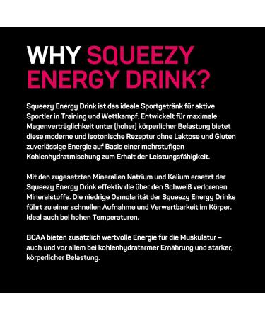 Squeezy Energy Drink - ISO Drink Powder (Lemon BCAA) 650g | Isotonic Sports Drink for Energy & Electrolytes | Perfect for Training & Competition - Buy Online on GoSupps.com