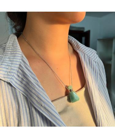 Ubrand Gemstone Perfume Bottle Pendant | Essential Oil Diffuser | Natural Crystal Agate Jewelry Long Necklace (Amazonite S) - Shop Now - Buy Online on GoSupps.com