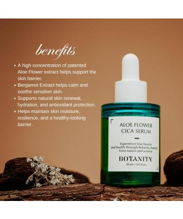 Aloe Flower Cica Serum 1.01 fl. oz. (30ml) Korean Calming Glow Serum Rapid Soothing & Moisturizing For Sensitive Skin - Buy Online on GoSupps.com