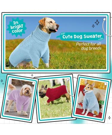 Classic Knitted Dog Sweater with Turtleneck | Soft & Warm Cold Weather Knit Vest for Small Medium Dogs | Cit toile Blue S - Buy Online on GoSupps.com