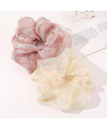 Satin Oversized Scrunchies for Women - Set of 4 Big Silk Hair Ties in Gray Pink - Jumbo Ponytail Accessories - Great Gift for Girls - Buy Online on GoSupps.com