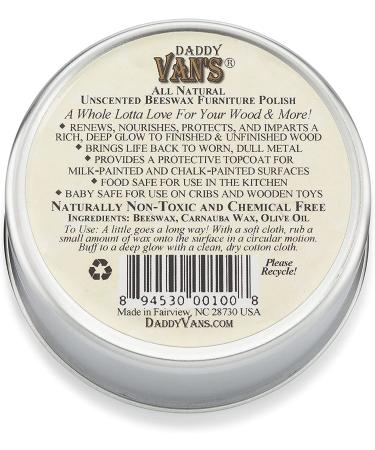 Daddy Van's All Natural Unscented Beeswax Furniture Polish - Non-Toxic Wood Wax for Furniture, Antiques, Cabinets, and Butcher Blocks - Buy Online on GoSupps.com