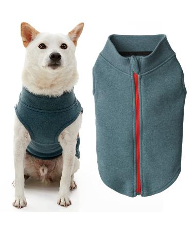 Gooby Zip Up Microfiber Fleece Dog Sweater - Turquoise, Small - Warm Double Layered Microfiber Fleece Step-in Dog Jacket Without Ring Leash - Winter Dog Sweaters for Small Dogs and Medium Dogs Small chest (13.5") Turquoise-Micro