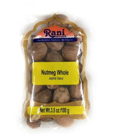 Rani Nutmeg (Jaiphul) Whole Spice, 21-23 Pieces, 3.5oz (100g)  All Natural | Vegan | Gluten Friendly | NON-GMO | Indian Origin Whole (Bag) 3.5 Ounce (Pack of 1)