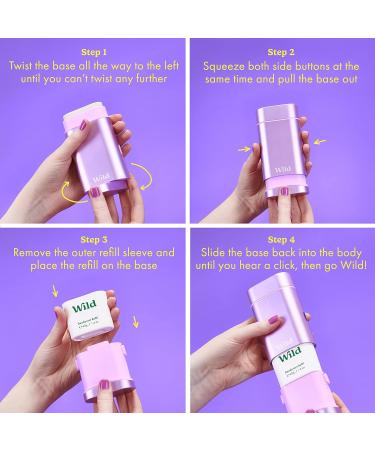 Wild - Natural Refillable Deodorant - Aluminium Free - Purple Case with Refill Variety Pack (3 x 40g) - Includes Fresh Cotton & Sea Salt Jasmine & Mandarin and Coconut & Vanilla Scents - Vegan Refill Variety Pack 120 g (Pack of 1) - Buy Online on GoSupps.com