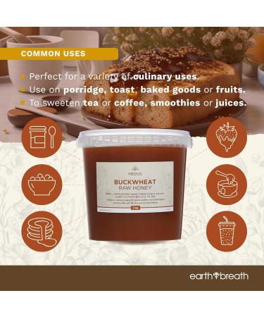 Earthbreath Buckwheat Raw Honey - 3kg - Pure Dark Unheated Unpasteurised and Unfiltered - Natural Sweetener for Cooking Coffee Juice Drinks Food - Buy Online on GoSupps.com