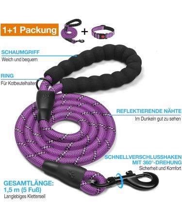 Haapaw Reflective Dog Collar - Padded Soft Neoprene Nylon for Small & Medium Dogs - Purple L (1 Pack) - International Shipping Available - Buy Online on GoSupps.com