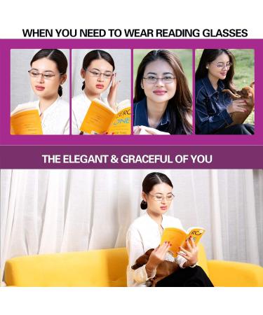 Buy Feivsn 3 Pack Borderless Reading Glasses for Women | UV400 Light Spring Hinge Readers | Elegant Artistic Style | Best-Selling 2.25x Set - Buy Online on GoSupps.com