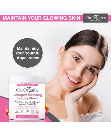 Ola Organic Collagen Booster Powder Collagen Support with Hyaluronic Acid Supports Hair Skin Nails & Joints Premium Non-GMO Formula (300g Jar) - Buy Online on GoSupps.com