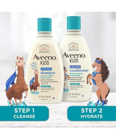 Aveeno Kids Curly Hair Conditioner 12 fl. oz - Hydrating Kids Curly Hair Products with Oat Extract & Shea Butter - Buy Online on GoSupps.com