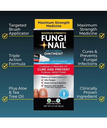 Fungi Nail Anti-Fungal Ointment - 0.7 Fl Oz - Clinically Proven to Cure Infections with Tolnaftate - Natural Color - Buy Online on GoSupps.com