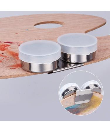 6 Pack Double Dipper Palette Cup - Stainless Steel with Lid and Clip - 1.4 inch Inner Diameter - Buy Online on GoSupps.com