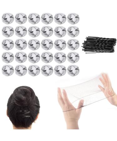 Shakeel 30pcs Invisible Hair Nets for Buns with 20pcs U Shape Hair Pins Ballet Hair Nets for Girls Mesh Ballet Bun Nets Hair Bun Nets Black for Women Dancer Cook Caterers