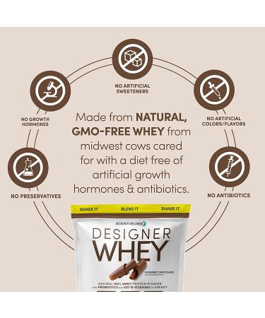 Designer Wellness Whey Protein Powder - Natural Probiotics, Fiber & B-Vitamins | Gluten-Free & Non-GMO | Gourmet Chocolate 4 lb - Buy Online on GoSupps.com