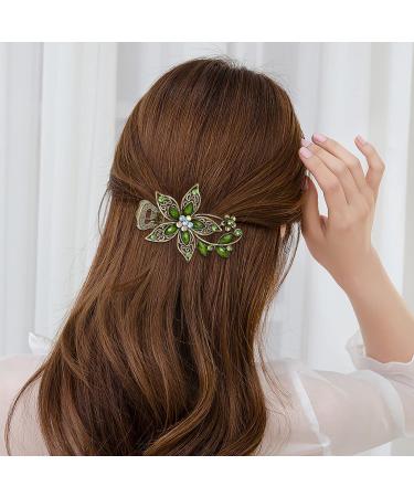 FRCOLOR Vintage Women s Flower Crystal Hair Clips - Elegant Green Hair Accessories for International Shipping - Buy Online on GoSupps.com