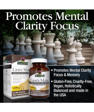 Nature's Answer Lion's Mane 1500 mg - 90 Vegetarian Capsules for Cognitive Support - Buy Online on GoSupps.com