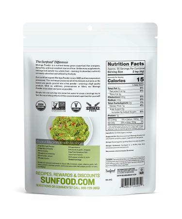 Buy Sunfood Organic Moringa Powder 8 oz - Nutrient-Rich Superfood - Buy Online on GoSupps.com