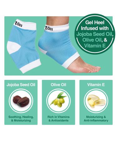 ZenToes Moisturizing Heel Socks - Gel Lined Toeless Spa Socks for Dry Cracked Heels - 2 Pairs (Regular Blue) - Buy Online on GoSupps.com