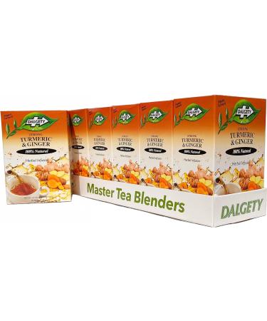 Dalgety Turmeric and Ginger Herbal Infusion 6x40g Cartons (6 Pack) 100% Natural Caffeine Free Tea (Total 108 Teabags) - Delicious and Packed with Unique Health Benefits - Buy Online on GoSupps.com