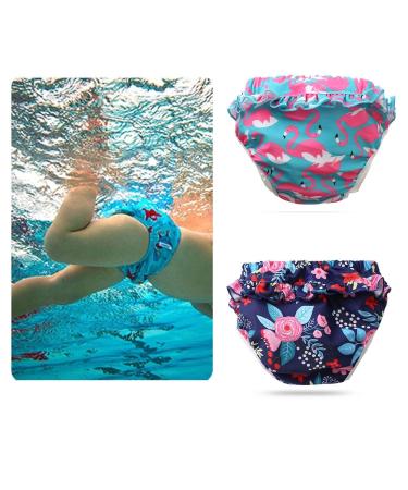 Reusable Baby Swimming Trousers | Adorable Girls Swimming Diaper 0-4 Years - Small Gray Flowers | XL Size for Toddlers - Buy Online on GoSupps.com