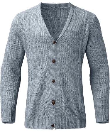 Men's Knit Single-Breasted Solid Color Cardigan - 3XL Grey Banana Cardigan - Buy Online on GoSupps.com