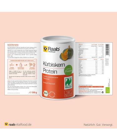 Raab Vitalfood Bio Pumpkin Seed Protein Powder - 59% Protein Vegan Organic 500g from Austria - Buy Online on GoSupps.com