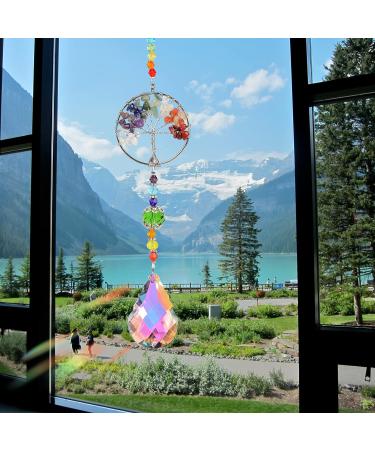 Chakra Healing Crystal Stone Sun Catcher Tree of Life Pendant - Natural Quartz Gemstone Rainbow Maker for Windows - Spiritual Gift for Women - Buy Online on GoSupps.com