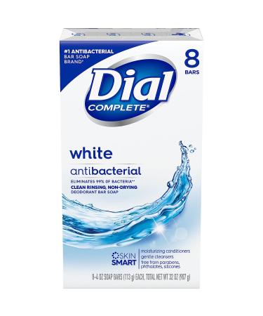 Dial Antibacterial Bar Soap Refresh & Renew White 4 oz - 8 Bars | Antibacterial Protection | Moisturizing Formula - Buy Online on GoSupps.com