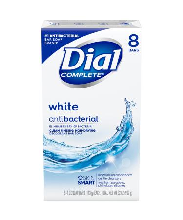 Dial Antibacterial Bar Soap  Refresh & Renew  White  4 oz  8 Bars