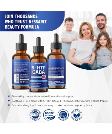 5-HTP & GABA Liquid Drops - L-Theanine Ashwagandha Black Pepper - Restore & Relax Sleep Well Support - Raspberry Flavor - 2.0 fl oz (60ml) 2 Fl Oz (Pack of 1) - Buy Online on GoSupps.com