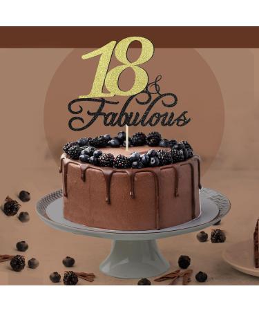 18 & Fabulous Birthday Cake Topper Siipoo Black Gold Glitter Cake Topper for 18th Happy Birthday Anniversary Party Decoration Supplies - Buy Online on GoSupps.com