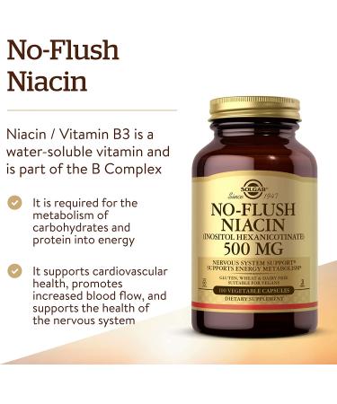 Buy Solgar No-Flush Niacin 500mg - 100 Vegetarian Capsules | Boost Energy & Heart Health - Buy Online on GoSupps.com