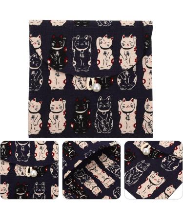 Buy Combineda Lucky Cat Storage Pocket Menstrual Bag - Japanese Cotton Blue 14x13cm - Ideal for Women's Accessories and Travel - Buy Online on GoSupps.com