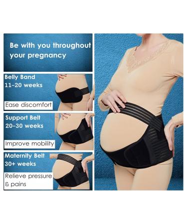 Funcy 3 in 1 Pregnancy Support Maternity Belt - Relieve Back Strain & Support Abdomen | Medium Black - Buy Online on GoSupps.com