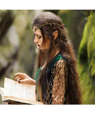 MOSTORY Elf Ears with Woodland Moon Forest Headpiece Cosplay Costumes Fairy Leaf Crown Headband and 2 Pairs Soft Elven Ears with Crystal for Women Womens Halloween Party Birthday Bridal - Buy Online on GoSupps.com