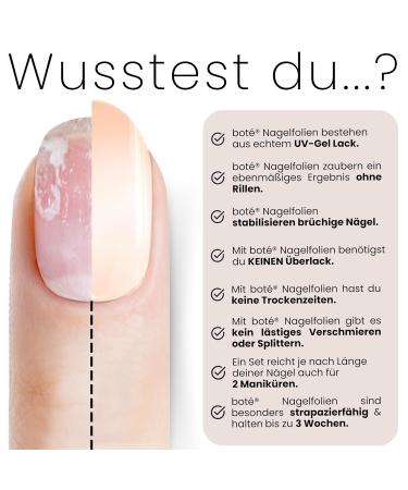 Bot 20x UV Gel Nail Foil - Self-Adhesive All-in-1 | Lasts Up to 3 Weeks | Dermatologically Tested | Easy Application - No Under/Overlock Needed - Peach - Buy Online on GoSupps.com