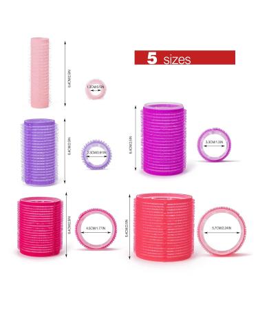 Hyoujin Self Grip Velcro Hair Rollers Family Pack - 30 Pcs with Clips | Salon Quality Curlers for Long Hair | 5 Sizes for Sleeping In | 60mm 48mm 36mm 25mm 15mm - Buy Online on GoSupps.com