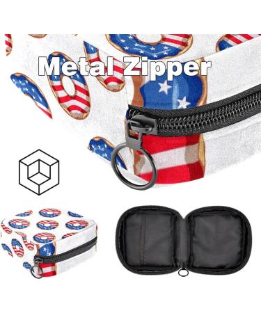 Buy Stylish Menstruation Pad Bag with Zipper - American Flag Donut Design | Women s Napkin & Tampons Collection Bag - Buy Online on GoSupps.com