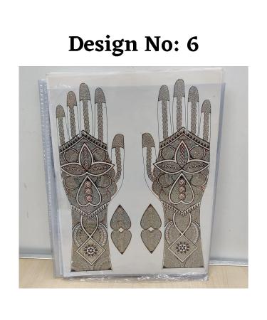 Indian Bridal Mehendi Tattoo | Temporary Henna Hand Sticker Mandala Wedding Body Sticker - Design No. 5 - Buy Online on GoSupps.com