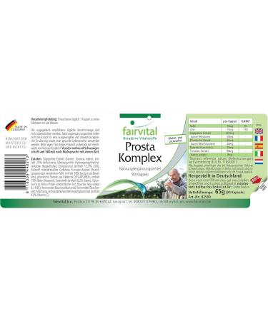 Fairvital Prosta Complex - High Dose Vegan Supplement with Selenium Zinc Saw Palmetto & Lycopene - 90 Capsules for Optimal Prostate Health - Buy Online on GoSupps.com