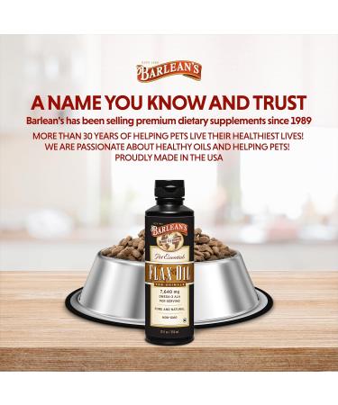 Barlean's Flaxseed Oil for Pets | Omega 3 Supplement for Cats & Dogs - 12 oz | Essentials for Skin & Coat Health - Buy Online on GoSupps.com
