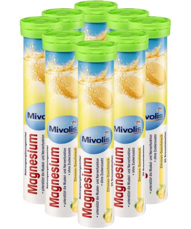 Mivolis Magnesium effervescent Tablets - Dietary Supplements 8 Tubes x 20 pcs | Germany