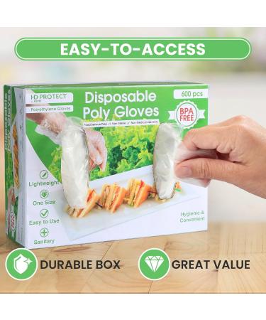 600 Pack Plastic Gloves - Bulk Food Safe Disposable Cooking Gloves | Transparent Food Grade Guantes Desechables | One Size Fits Most - Buy Online on GoSupps.com