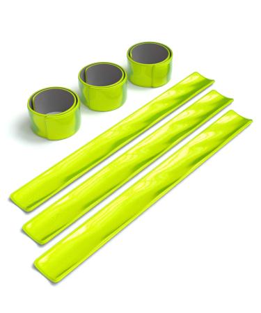 EAY CASE 6x reflector band reflectors set reflective snap strap safety bracelet reflector straps - ideal for increasing visibility neon yellow