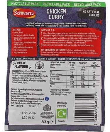 Schwartz Slow Cooker Chicken Curry Recipe Mix 33g - Pack of 6 - Buy Online on GoSupps.com