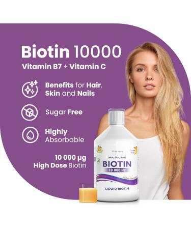Swedish Nutra Biotin 10000 UG liquid supplement 500 ml pack 33 days supply plus vitamin C for healthy hair skin and nails vegan and gluten free 100 natural Liquid Biot - Buy Online on GoSupps.com