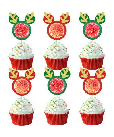 Ercadio 12 Pack Mouse Inspired Christmas Cupcake Toppers Felt Mouse Cupcake Picks Christmas Cupcake Toppes Christmas HolidayTheme Party Cake Decorations Supplies Chirstmas-9