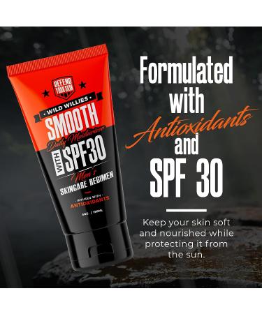 Wild Willies Men's SPF 30 Daily Facial Moisturizer - Lightweight Moisturizer with Antioxidants and Essential Oils for Dry or Oily Skin - Buy Online on GoSupps.com
