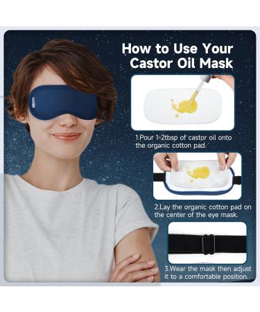 Castor Oil Pack for Eyes - Reusable Eye Mask for Eyelash & Eyebrow Growth | Adjustable Cotton Pad (Navy Blue - Buy Online on GoSupps.com